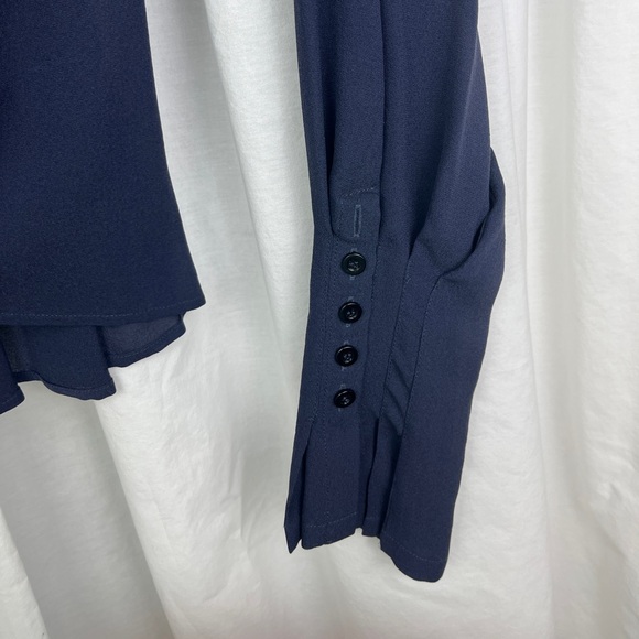 Vintage Charles Nolan New York Silk Navy Blue Blouse with Necktie // Size 10 - Picture 7 of 11